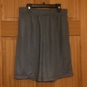 Mens Gray slick athletic shorts.